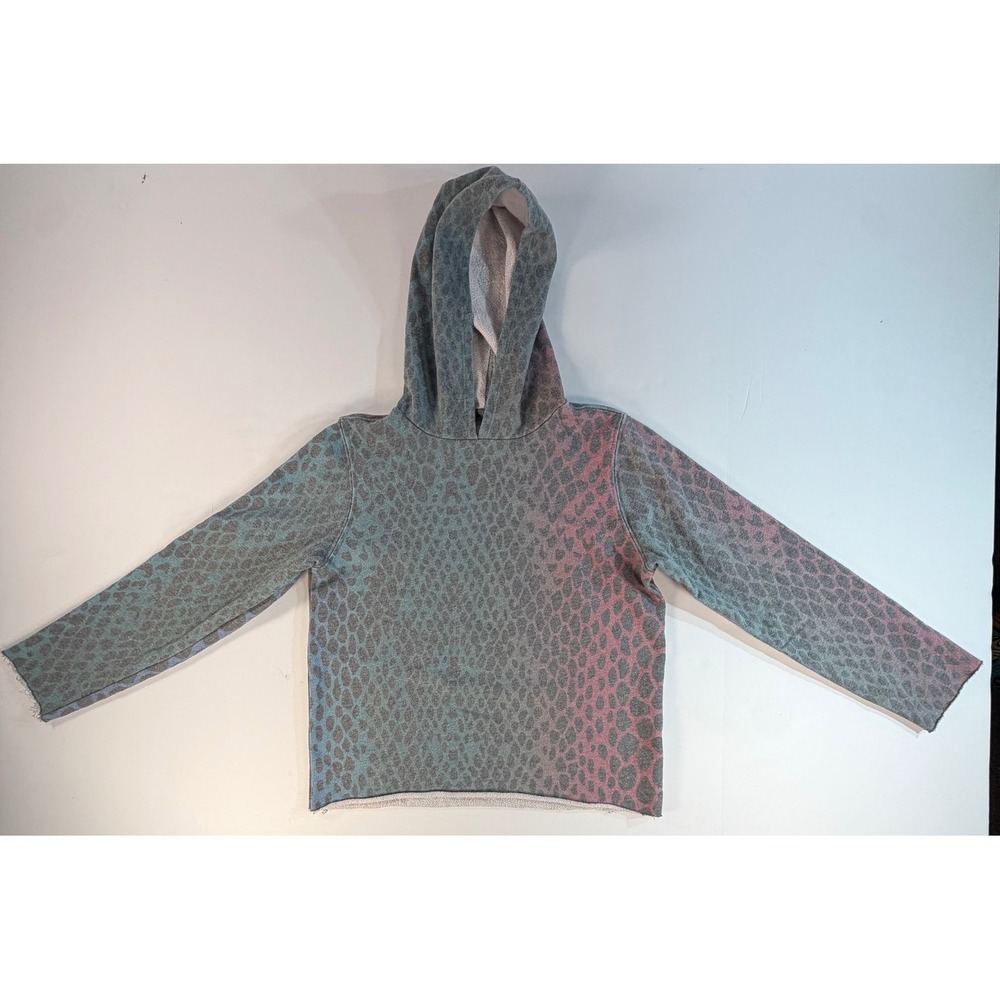 Sol Angeles Kids Leopard Print Ombre Pullover Hoodie Blue Pink Size 12 USA Made